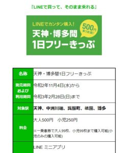 福岡市地下鉄「天神･博多間１日フリーきっぷ」